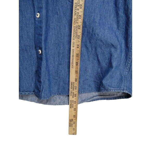 VTG Outback Trading Co‎ Mens M Denim Shirt Blue Short Sleeve Pockets Western - Picture 7 of 9